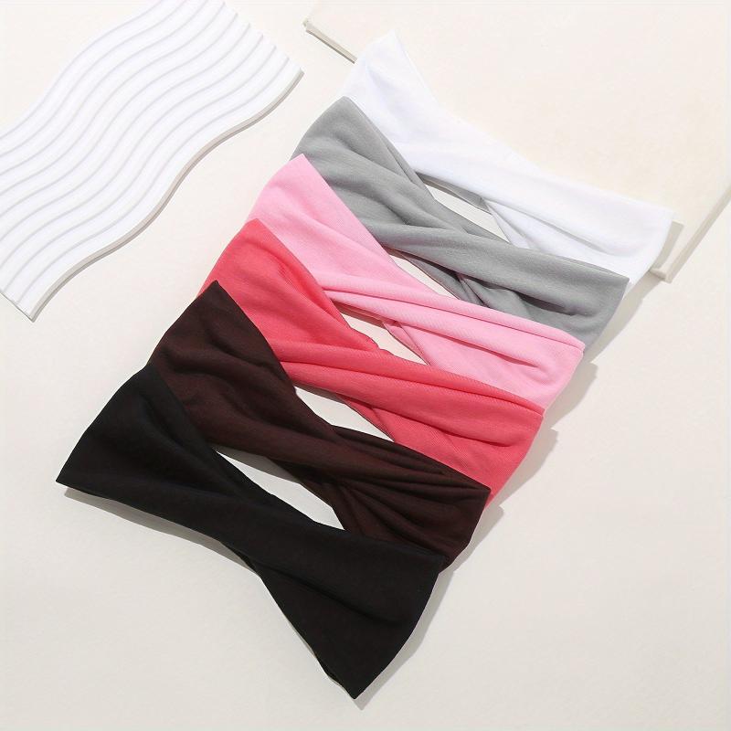 6pcs Yoga Headband Wide Brim Sweat Absorbing Turban Hair Accessories