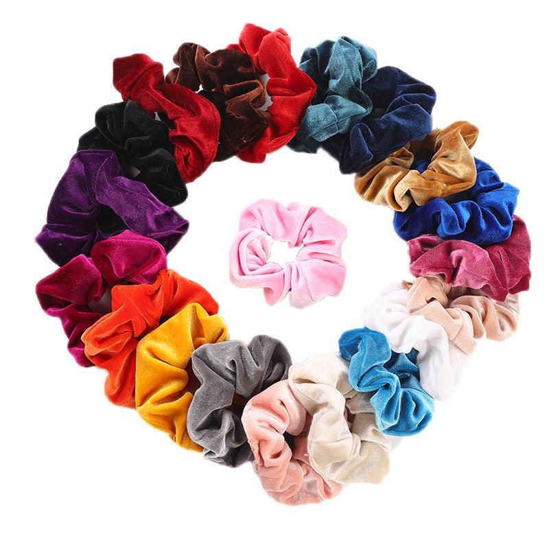 20 Velvet Hair Ties Scrunchies Set, Assorted Colors