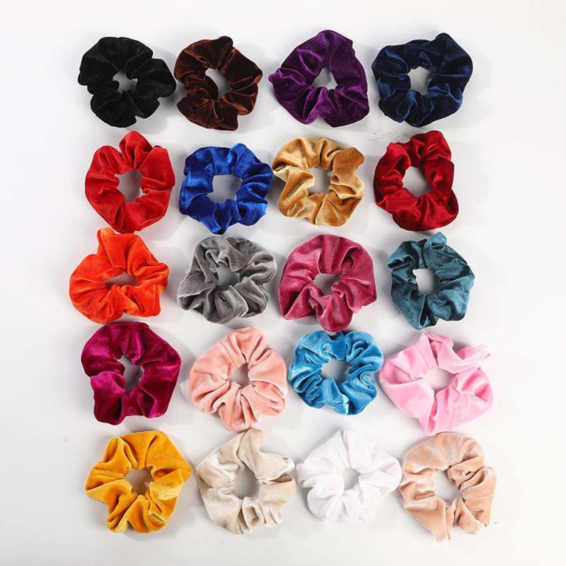 20 Velvet Hair Ties Scrunchies Set, Assorted Colors