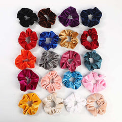 20 Velvet Hair Ties Scrunchies Set, Assorted Colors