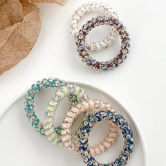 6pcs Floral Wire Hair Tie Ponytail Holder Vintage Hair Band Elastic Headwear