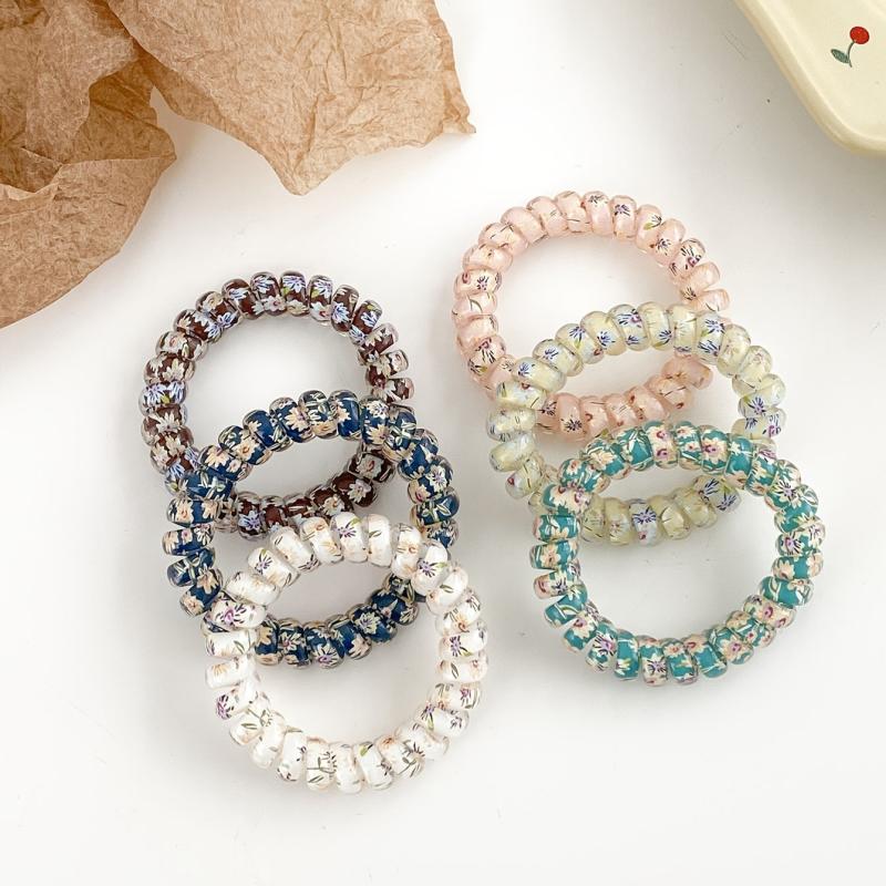 6pcs Floral Wire Hair Tie Ponytail Holder Vintage Hair Band Elastic Headwear