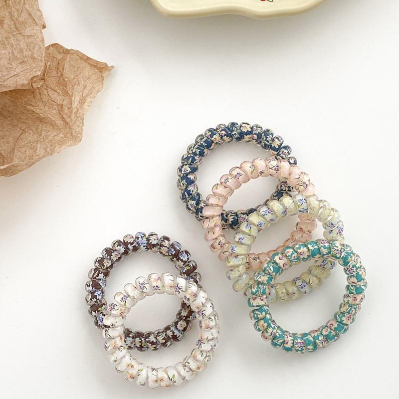 6pcs Floral Wire Hair Tie Ponytail Holder Vintage Hair Band Elastic Headwear