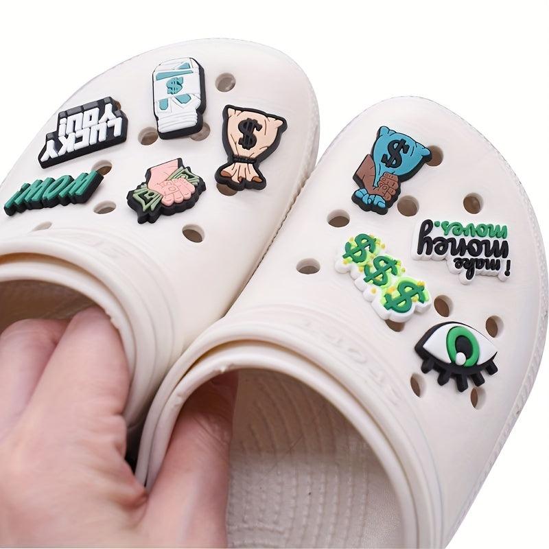 9pcs Shoe PVC Charm Soft Rubber Money Buckles Shoe Accessories