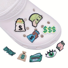 9pcs Shoe PVC Charm Soft Rubber Money Buckles Shoe Accessories