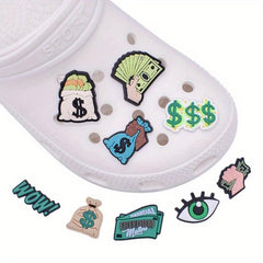 9pcs Shoe PVC Charm Soft Rubber Money Buckles Shoe Accessories