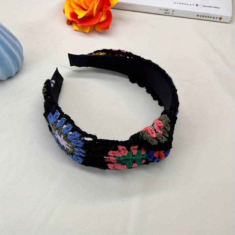 Crochet Wool Headband Flower Pattern Hair Accessories For Women