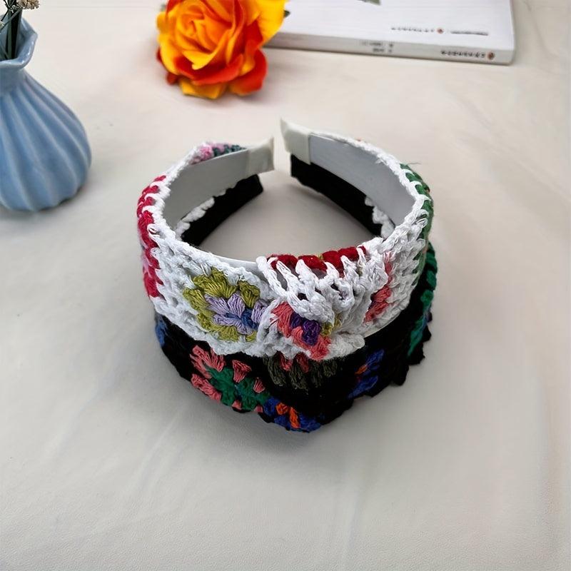 Crochet Wool Headband Flower Pattern Hair Accessories For Women