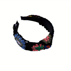 Crochet Wool Headband Flower Pattern Hair Accessories For Women