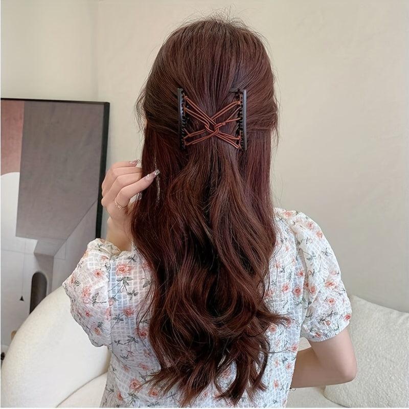 Elastic Double Side Hair Comb Hairdressing Ladies Hair Side Comb Beaded