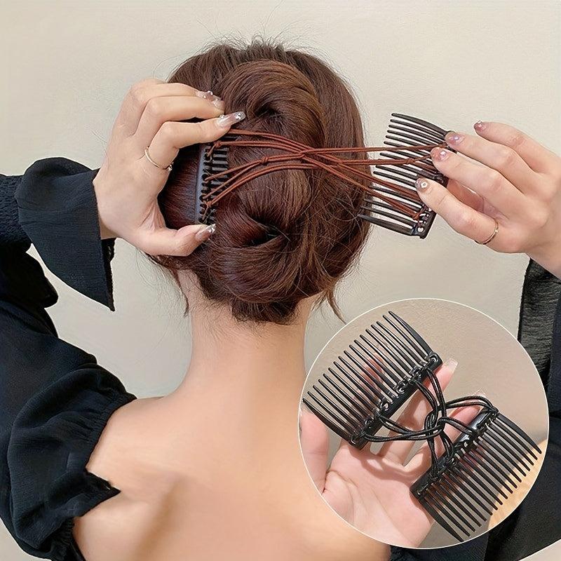 Elastic Double Side Hair Comb Hairdressing Ladies Hair Side Comb Beaded