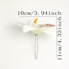 Boho Style Orchid Hair Pin for Chignon Bun