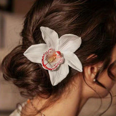 Boho Style Orchid Hair Pin for Chignon Bun