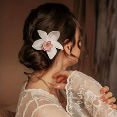 Boho Style Orchid Hair Pin for Chignon Bun