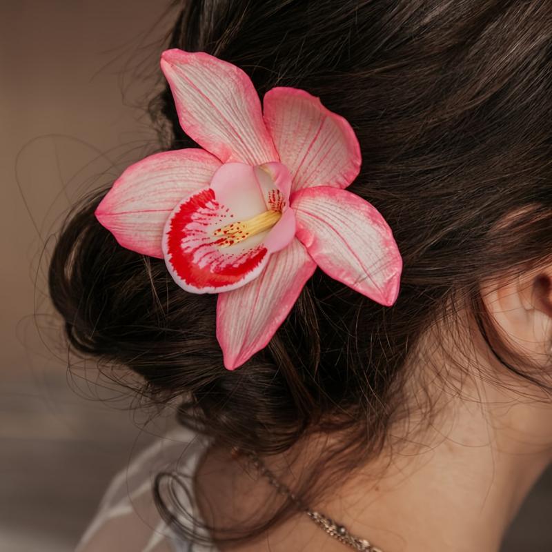Boho Style Orchid Hair Pin for Chignon Bun