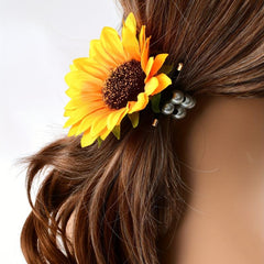 Sunflower Faux Pearl Hair Ring Boho Ponytail Holder