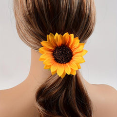 Sunflower Faux Pearl Hair Ring Boho Ponytail Holder