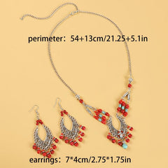 Boho Earrings Necklace Set Vintage Hanfu Alloy Hair Accessories