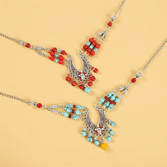 Boho Earrings Necklace Set Vintage Hanfu Alloy Hair Accessories