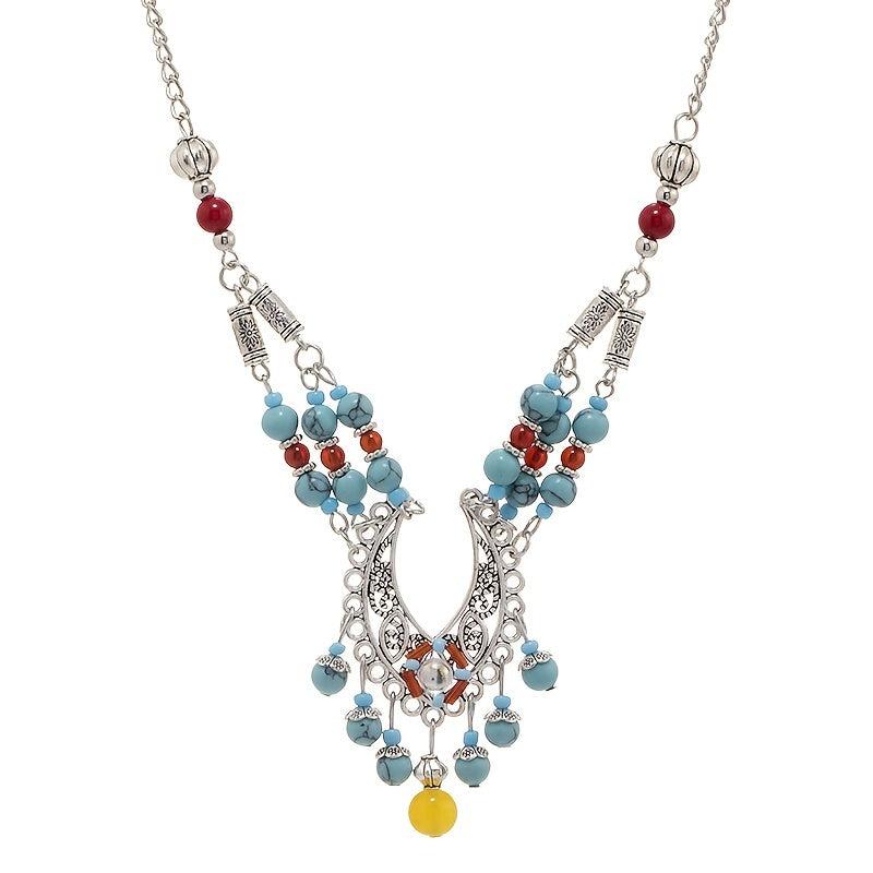 Boho Earrings Necklace Set Vintage Hanfu Alloy Hair Accessories