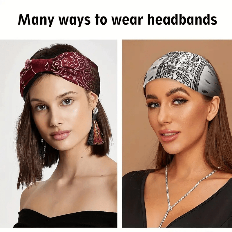 Boho Style Printed Sports Headband Yoga Headband Flower Pattern