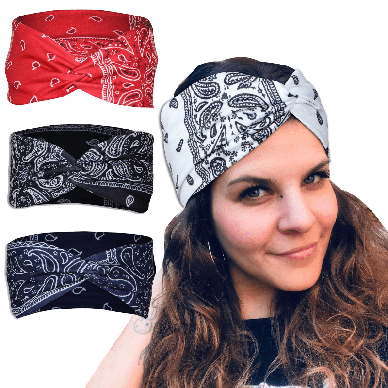 Boho Style Printed Sports Headband Yoga Headband Flower Pattern