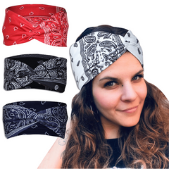Boho Style Printed Sports Headband Yoga Headband Flower Pattern