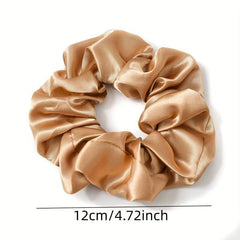 12pcs Solid Satin Scrunchies Hair Tie Seamless Ponytail Holder Hair Accessories