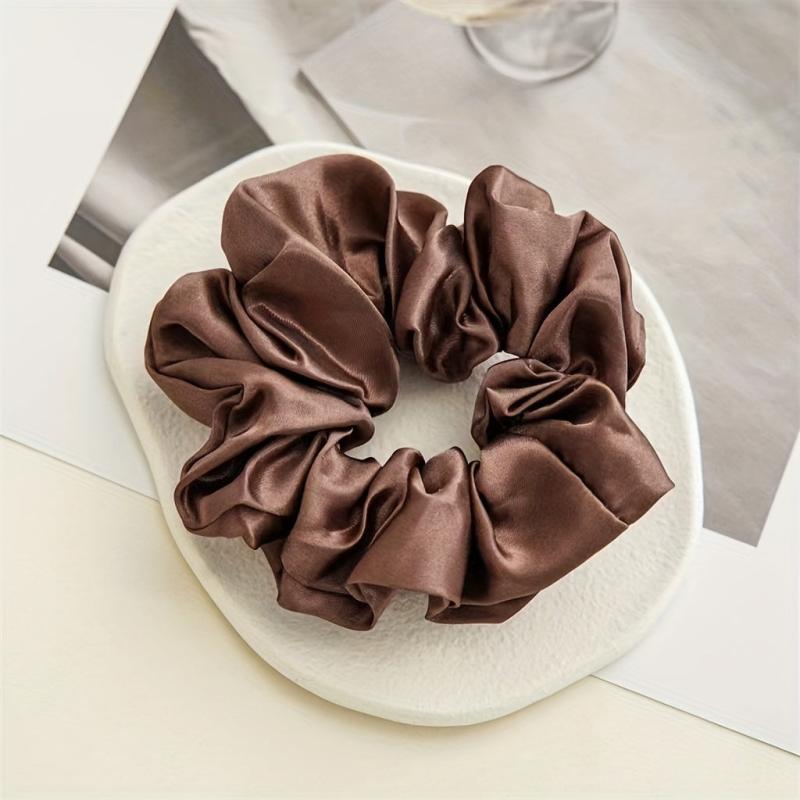 12pcs Solid Satin Scrunchies Hair Tie Seamless Ponytail Holder Hair Accessories
