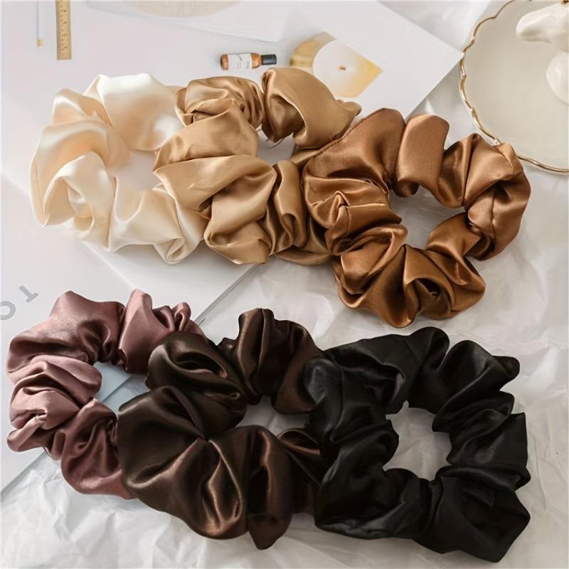 12pcs Solid Satin Scrunchies Hair Tie Seamless Ponytail Holder Hair Accessories