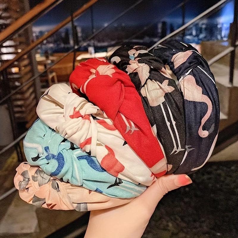 Flamingo Fabric Hair Scrunchies Boho Style Headband