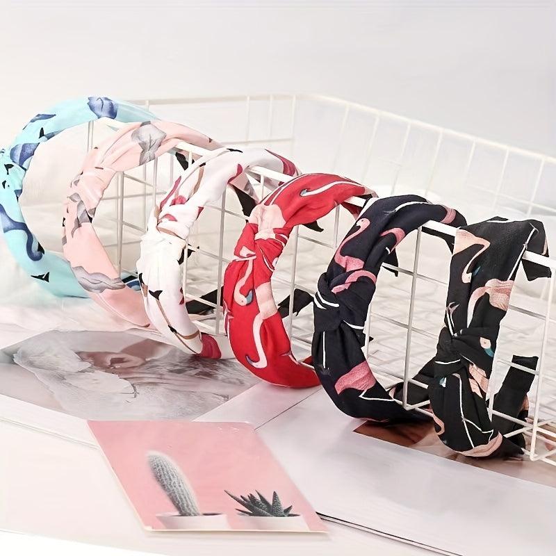 Flamingo Fabric Hair Scrunchies Boho Style Headband