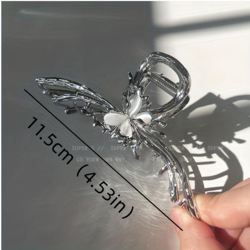 3pcs Butterfly Opal Hair Claw for Women's Summer Large Hair Volume Shark Claw