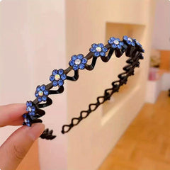 Glitter Rhinestone Flower Headband for Women Girls