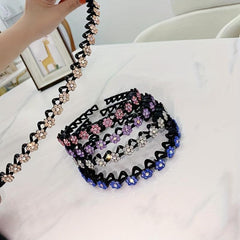 Glitter Rhinestone Flower Headband for Women Girls