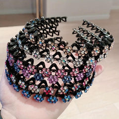 Glitter Rhinestone Flower Headband for Women Girls