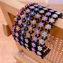 Glitter Rhinestone Flower Headband for Women Girls