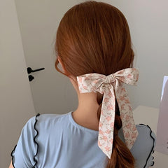4pcs Floral Bow Hair Tie Ribbon Scarf Large Colorful Scrunchies