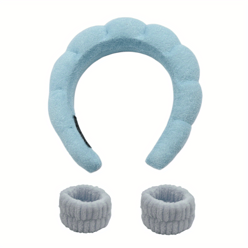 3pcs Puffy Headband Sponge Padded Headdress for Skincare Makeup