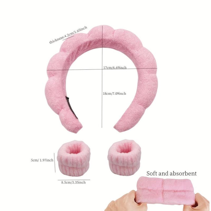 3pcs Puffy Headband Sponge Padded Headdress for Skincare Makeup