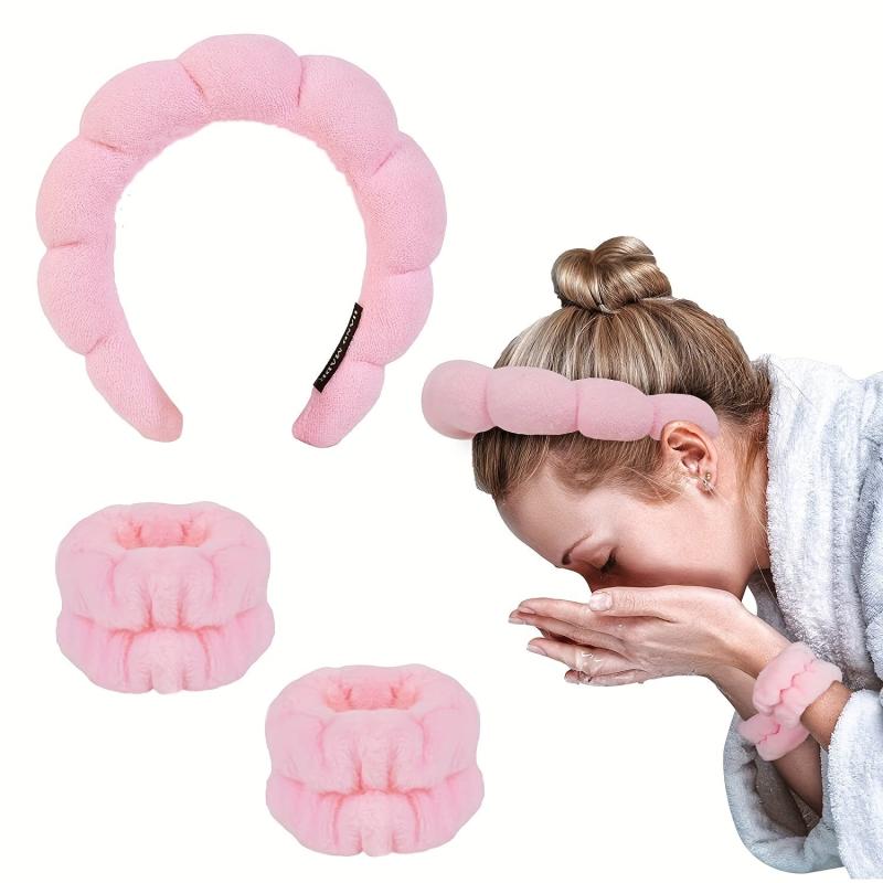 3pcs Puffy Headband Sponge Padded Headdress for Skincare Makeup
