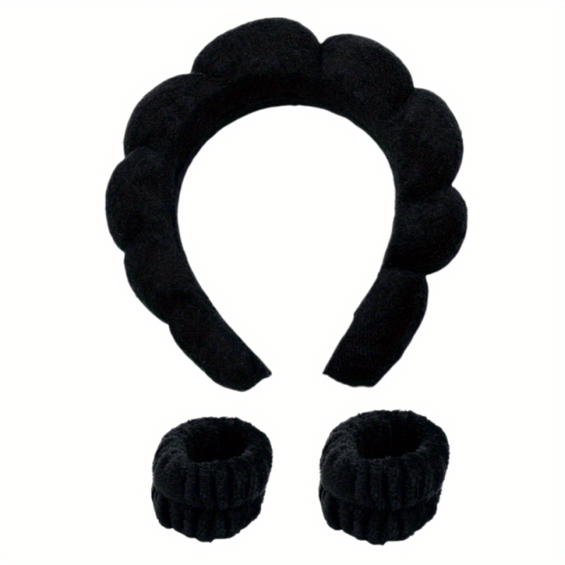3pcs Puffy Headband Sponge Padded Headdress for Skincare Makeup
