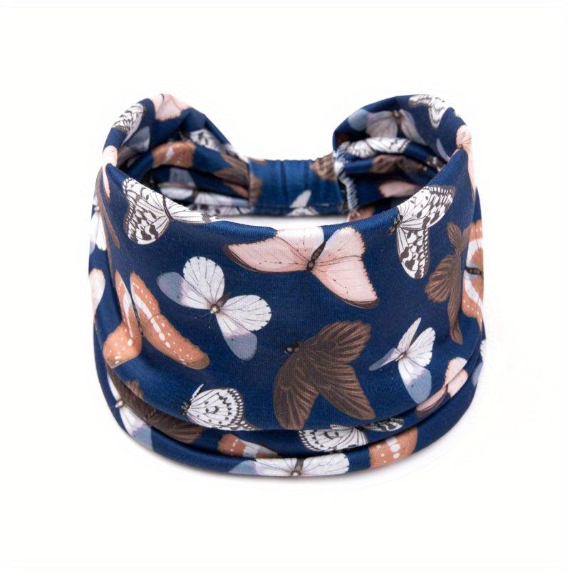 Floral Butterfly Print Headband Ladies Sports Sweatband