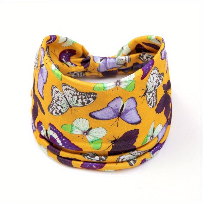 Floral Butterfly Print Headband Ladies Sports Sweatband