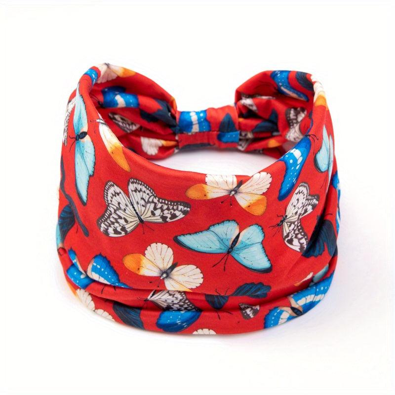 Floral Butterfly Print Headband Ladies Sports Sweatband