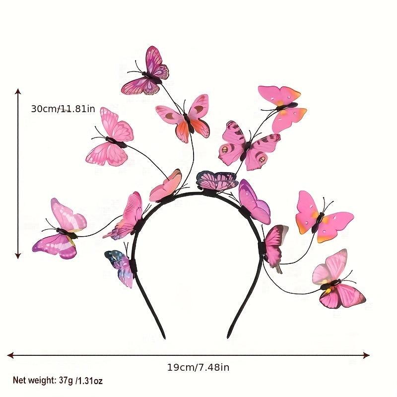 3D Butterfly Headband Crown Tea Party Halloween Accessory for Girls