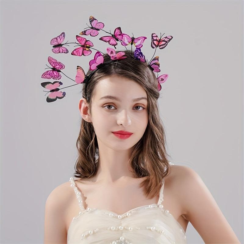 3D Butterfly Headband Crown Tea Party Halloween Accessory for Girls