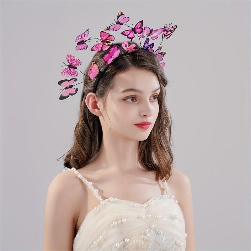 3D Butterfly Headband Crown Tea Party Halloween Accessory for Girls