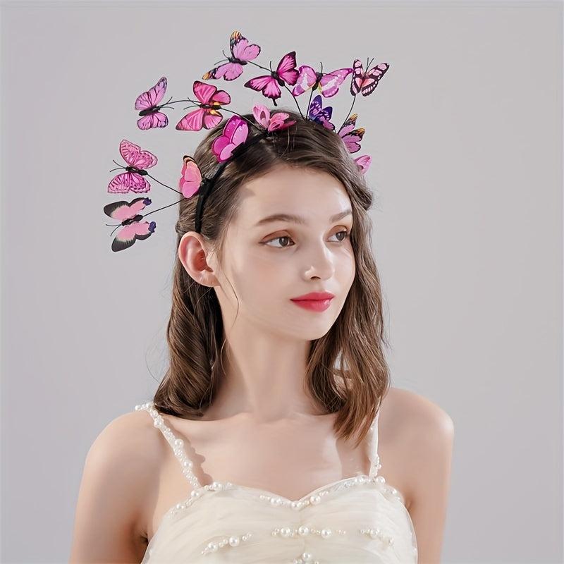 3D Butterfly Headband Crown Tea Party Halloween Accessory for Girls