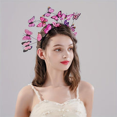 3D Butterfly Headband Crown Tea Party Halloween Accessory for Girls